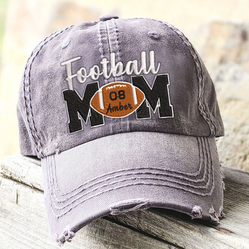 Personalized Football Mom Hat with Kids' Names & Number, Football Mom Gift