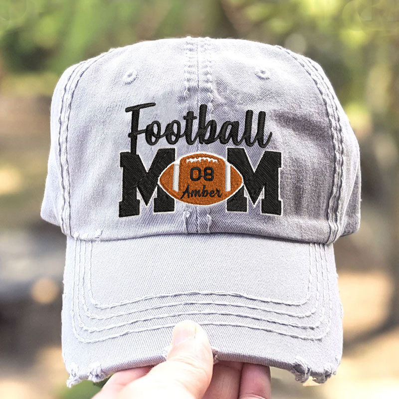 Personalized Football Mom Hat with Kids' Names & Number, Football Mom Gift