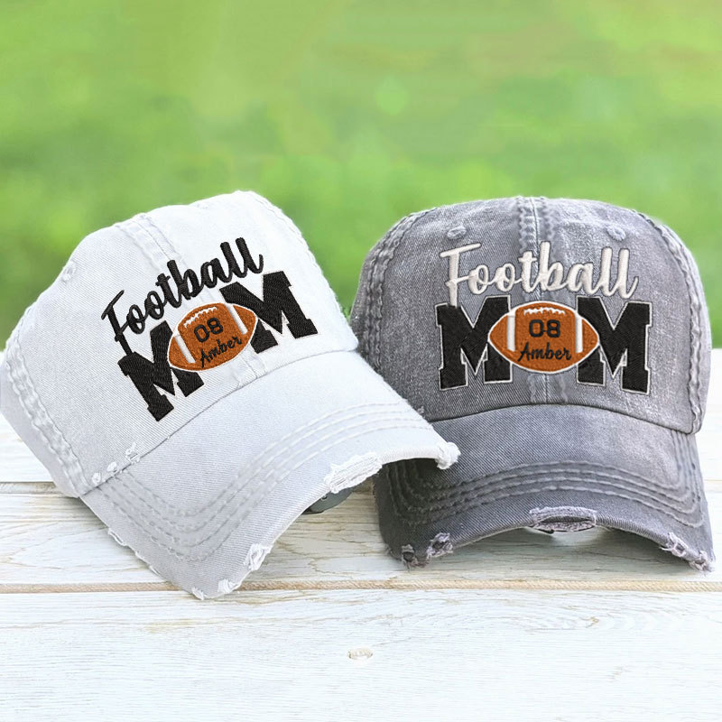 Personalized Football Mom Hat with Kids' Names & Number, Football Mom Gift