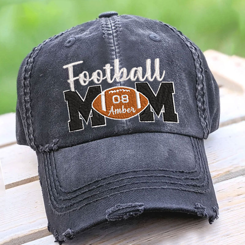Personalized Football Mom Hat with Kids' Names & Number, Football Mom Gift