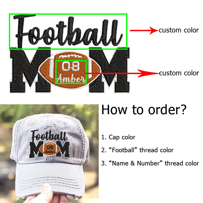 Personalized Football Mom Hat with Kids' Names & Number, Football Mom Gift