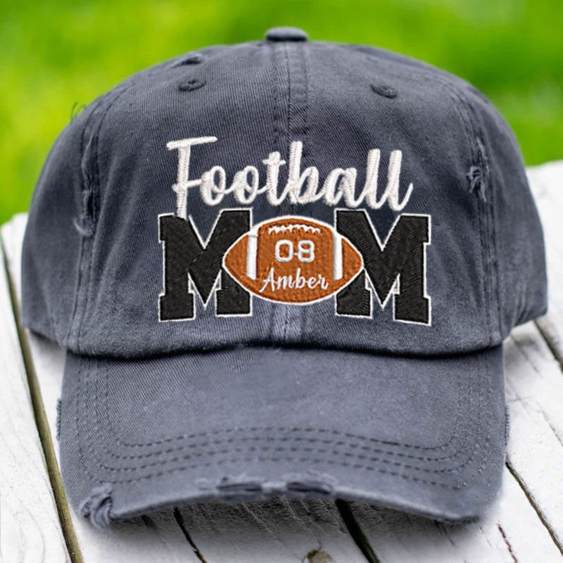 Personalized Football Mom Hat with Kids' Names & Number, Football Mom Gift