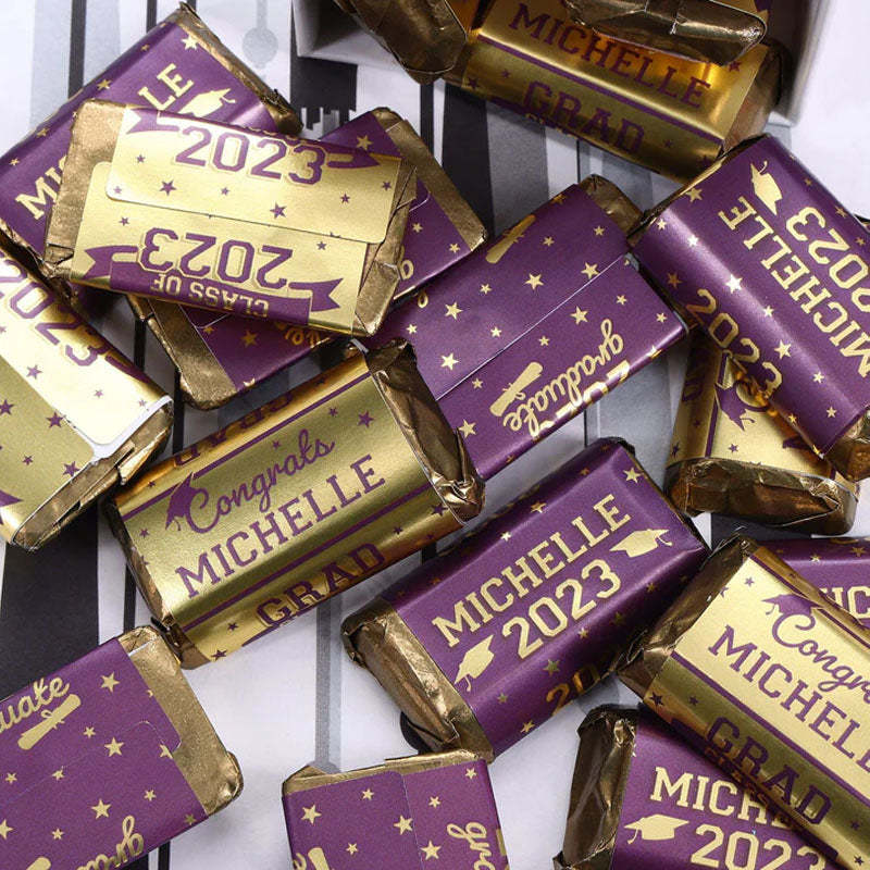 Personalized Graduation Mini Candy Bar Wrapper Label Stickers
