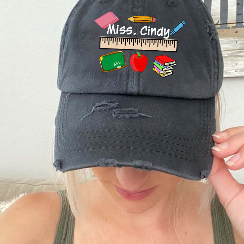 Personalized Teacher Ruler Baseball Cap Teacher Hat