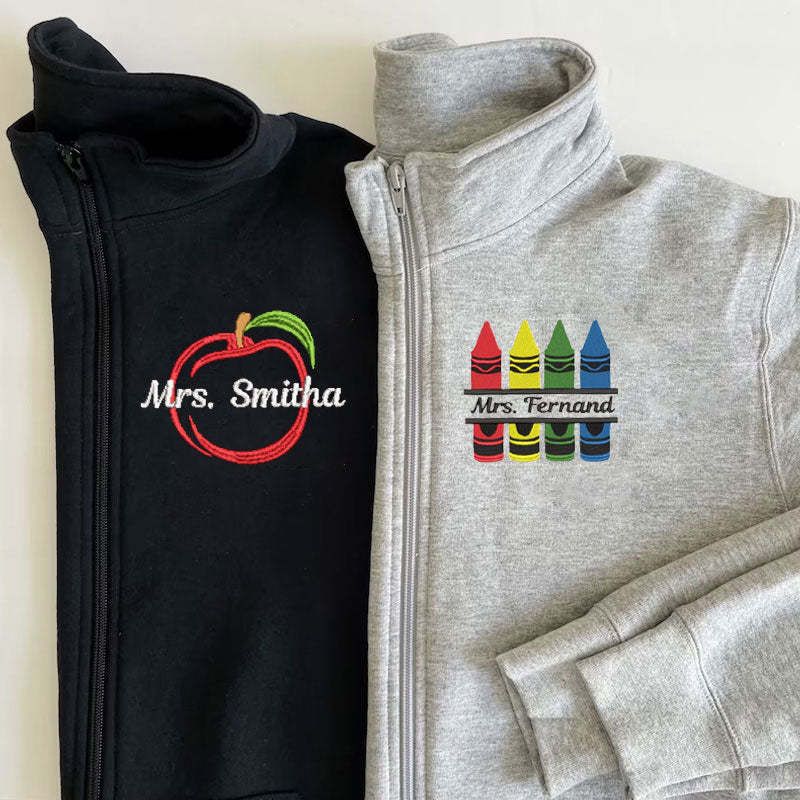 Ladies Monogram Personalized Teacher Sweatshirt Teacher Zip Pullover