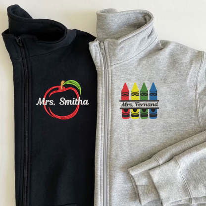 Ladies Monogram Personalized Teacher Sweatshirt Teacher Zip Pullover