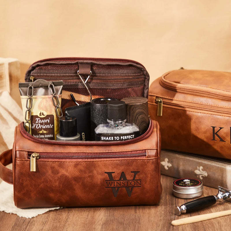 Personalized Toiletry Bag Custom Dopp Kit Leather Toiletry Bag For Him