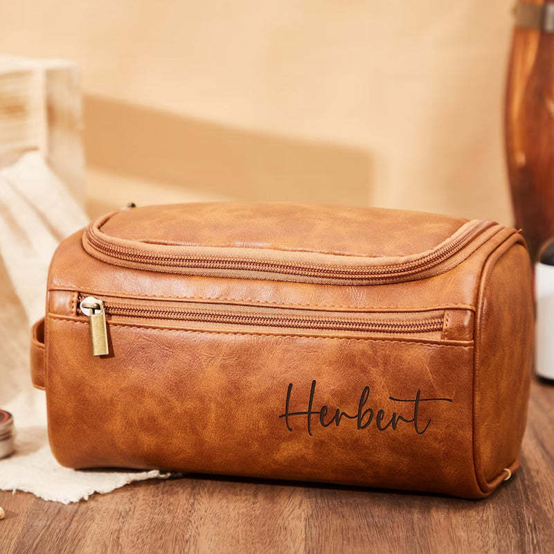 Personalized Toiletry Bag Custom Dopp Kit Leather Toiletry Bag For Him