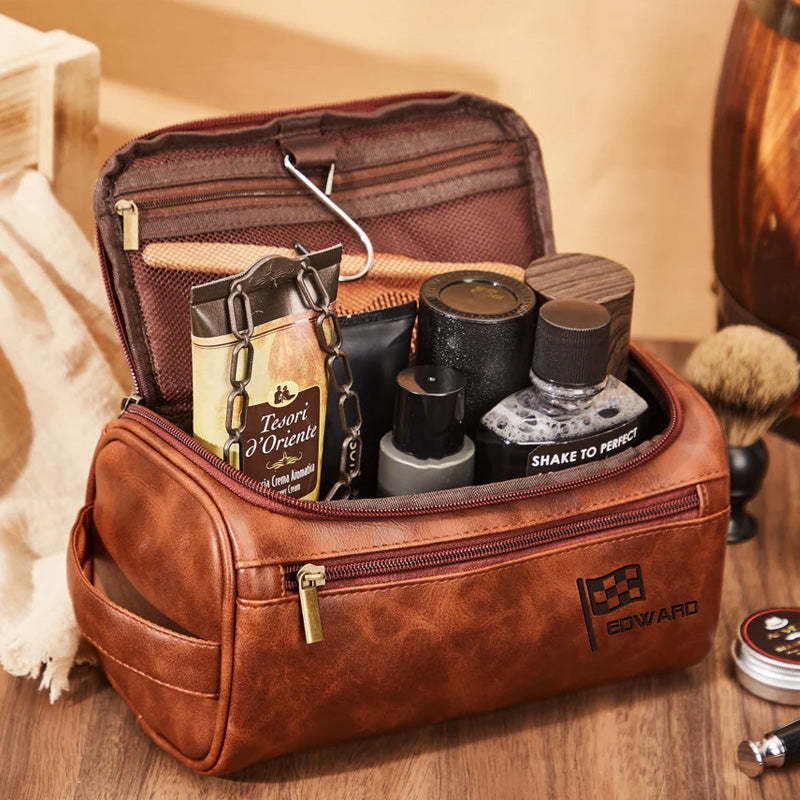 Personalized Toiletry Bag Custom Dopp Kit Leather Toiletry Bag For Him