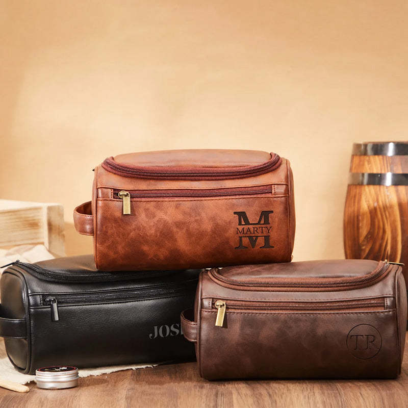 Personalized Toiletry Bag Custom Dopp Kit Leather Toiletry Bag For Him