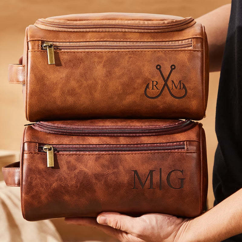 Personalized Toiletry Bag Custom Dopp Kit Leather Toiletry Bag For Him