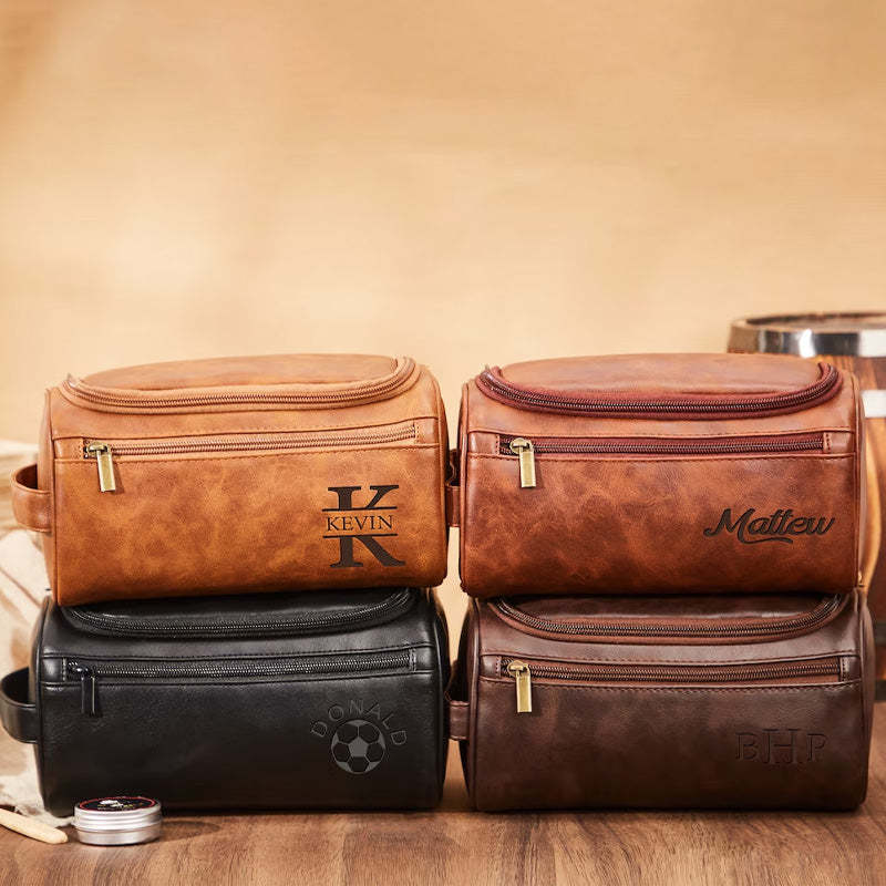 Personalized Toiletry Bag Custom Dopp Kit Leather Toiletry Bag For Him