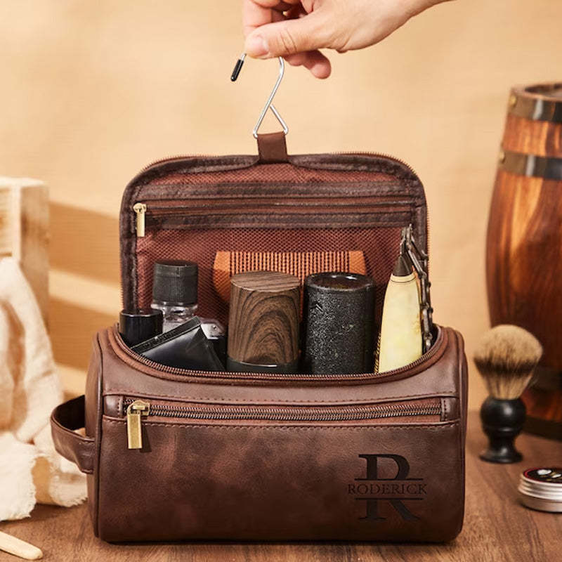 Personalized Toiletry Bag Custom Dopp Kit Leather Toiletry Bag For Him