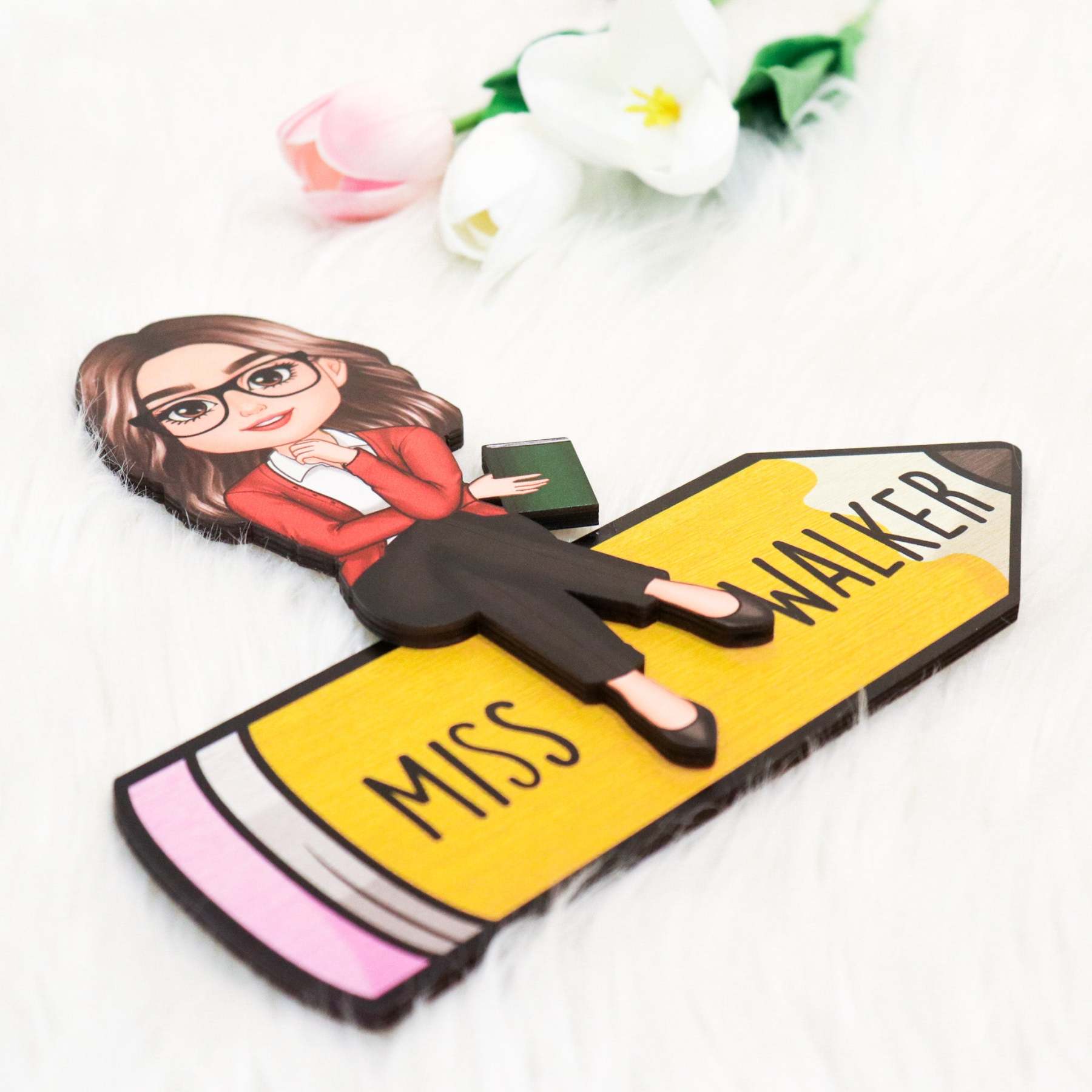 Personalized 2-Layer Wooden Plaque Office Decor for Teacher