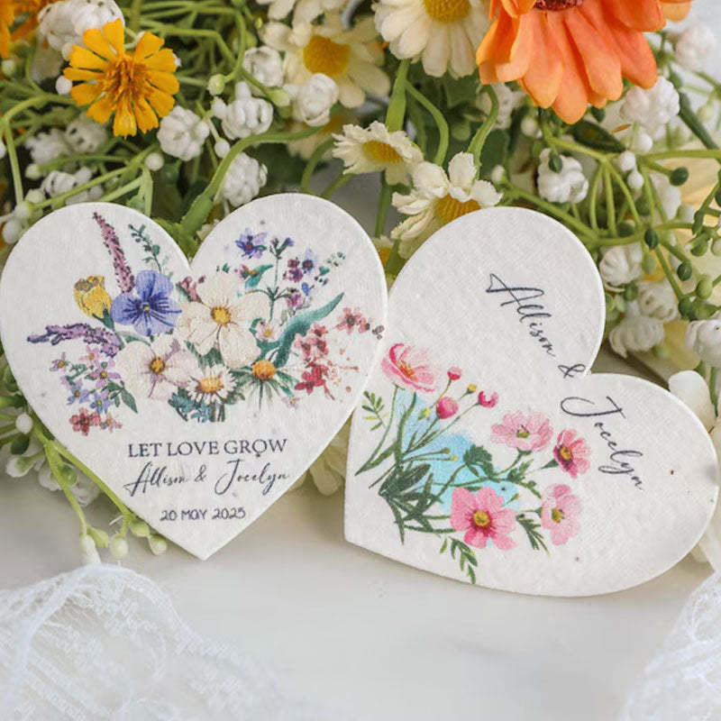 Bulk Plantable Heart shapes Gift Tag, Wedding Thank Seed paper