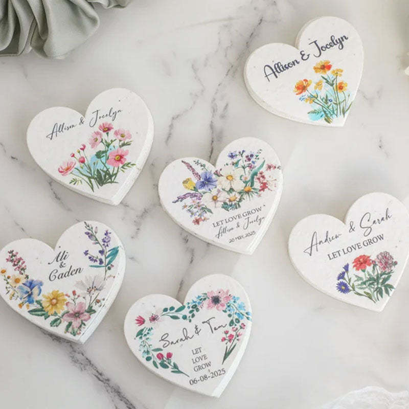 Bulk Plantable Heart shapes Gift Tag, Wedding Thank Seed paper