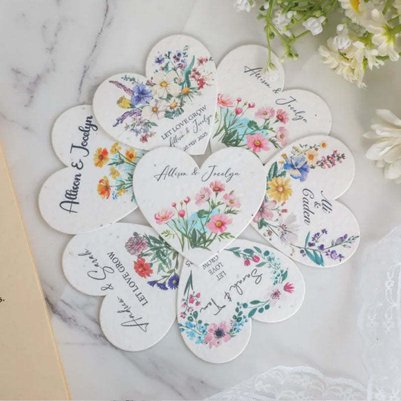 Bulk Plantable Heart shapes Gift Tag, Wedding Thank Seed paper