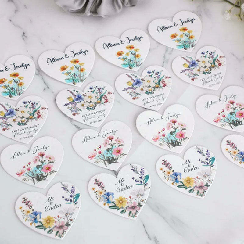 Bulk Plantable Heart shapes Gift Tag, Wedding Thank Seed paper
