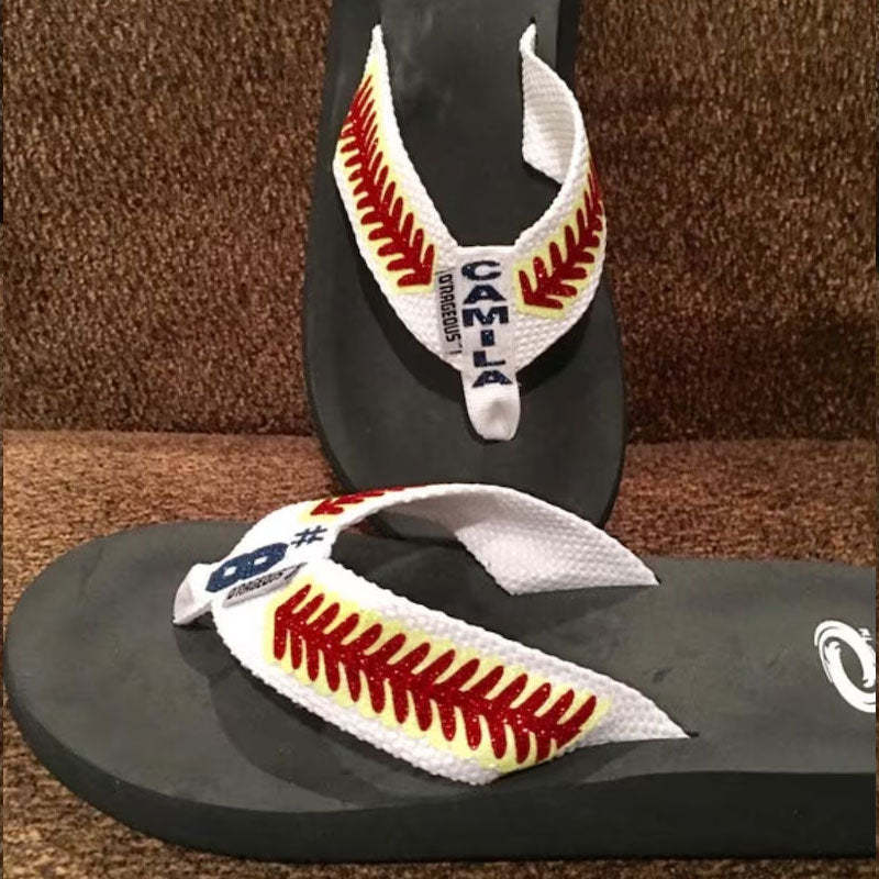 Baseball Flip Flops Personalized Baseball Mom Flip Flops