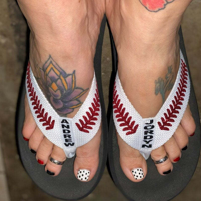 Baseball Flip Flops Personalized Baseball Mom Flip Flops