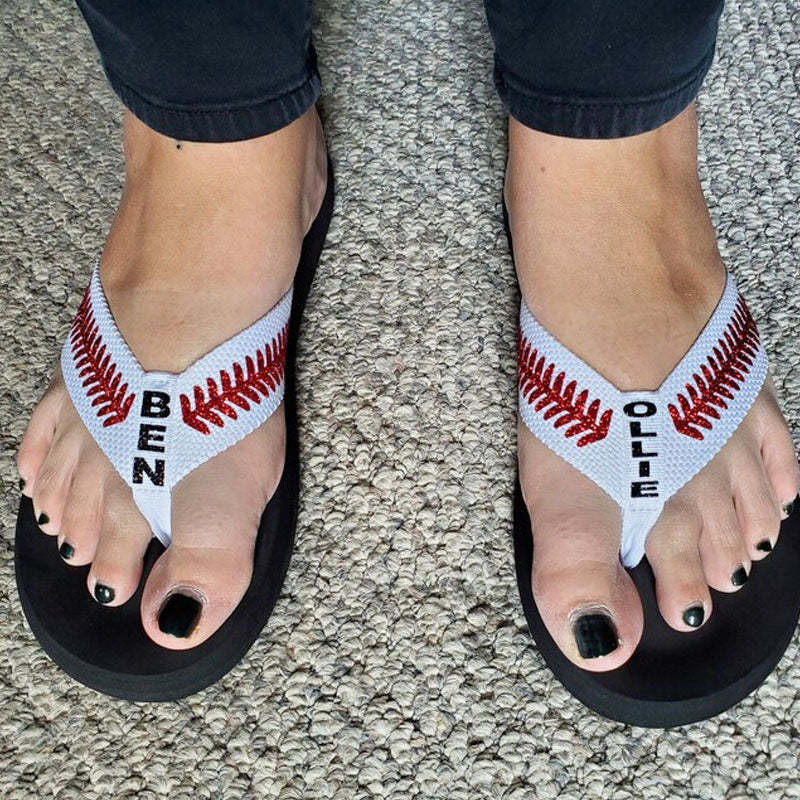 Baseball Flip Flops Personalized Baseball Mom Flip Flops