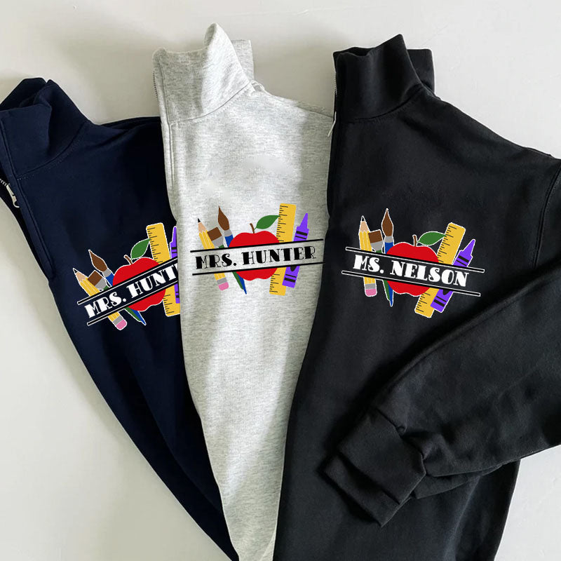 Personalized Teacher Zip Pullover Sweatshirt