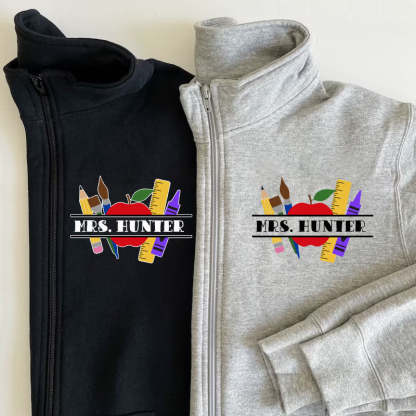 Personalized Teacher Zip Pullover Sweatshirt