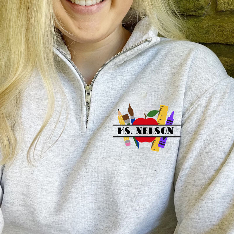 Personalized Teacher Zip Pullover Sweatshirt