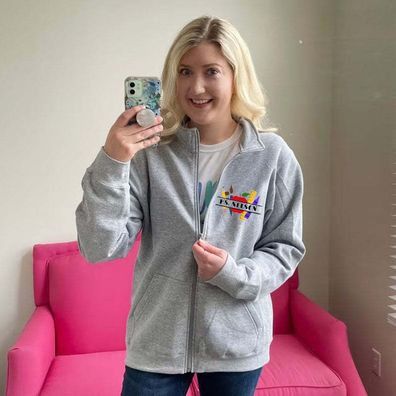 Personalized Teacher Zip Pullover Sweatshirt
