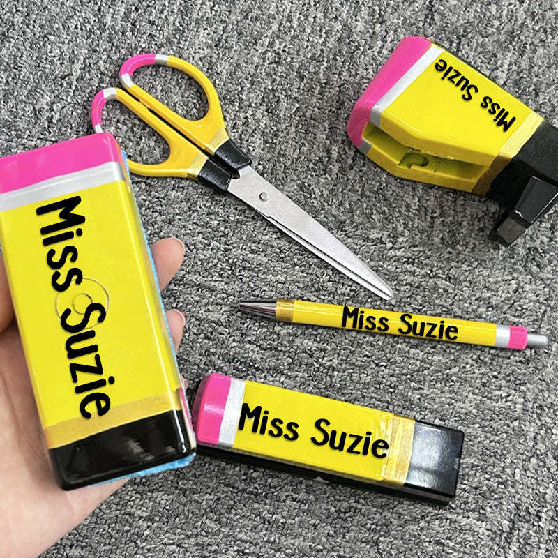 Personalized 5 Piece Glitter Pencil Office Supply Set