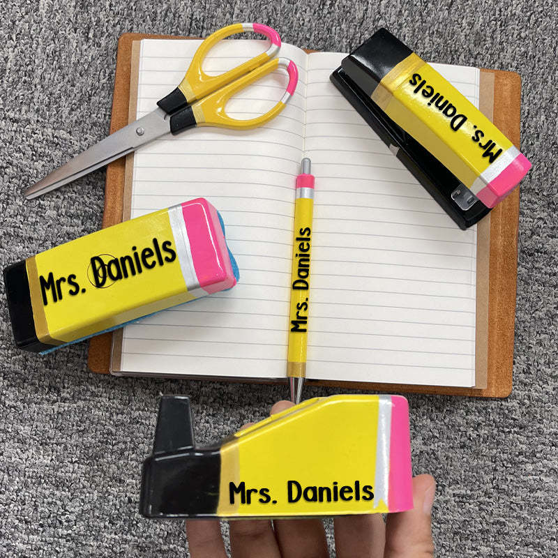 Personalized 5 Piece Glitter Pencil Office Supply Set