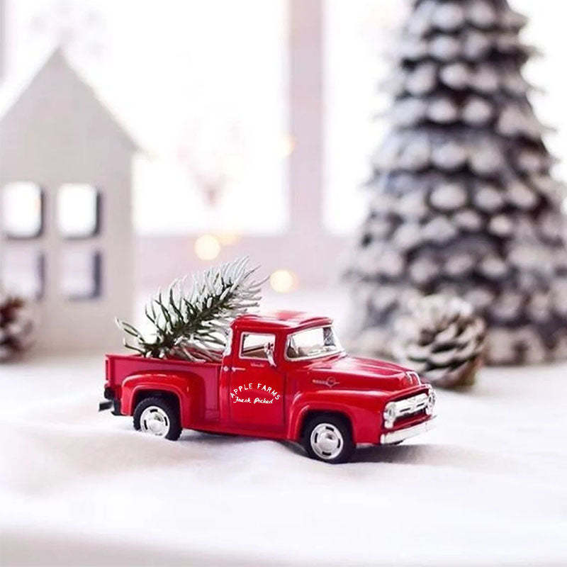 Personalized Christmas Red Truck Decor Metal Farm Truck
