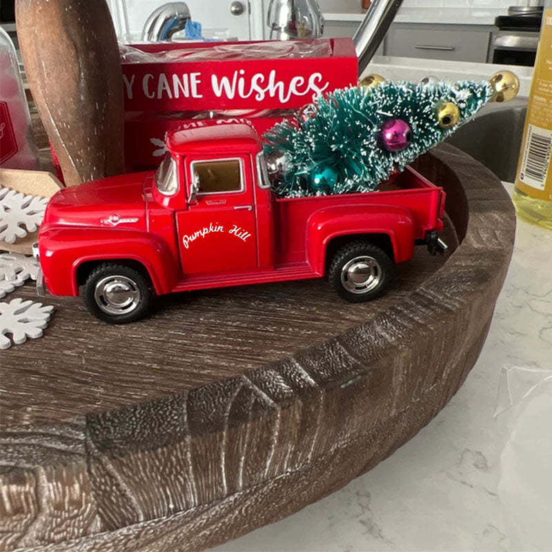 Personalized Christmas Red Truck Decor Metal Farm Truck