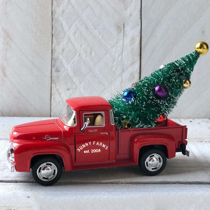 Personalized Christmas Red Truck Decor Metal Farm Truck