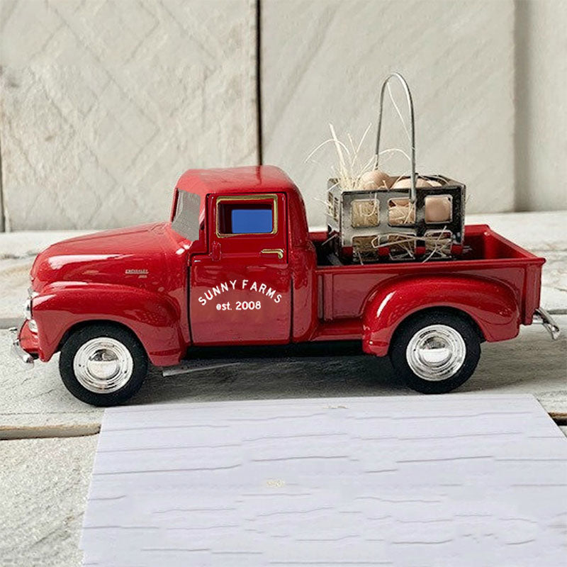Personalized Christmas Red Truck Decor Metal Farm Truck