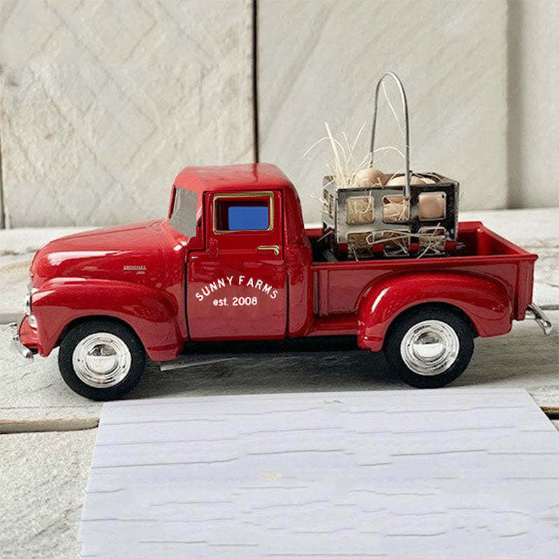 Personalized Christmas Red Truck Decor Metal Farm Truck