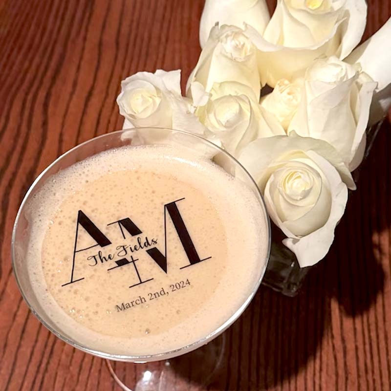 EDIBLE CLEAR circle wedding drink toppers custom edible drink topper