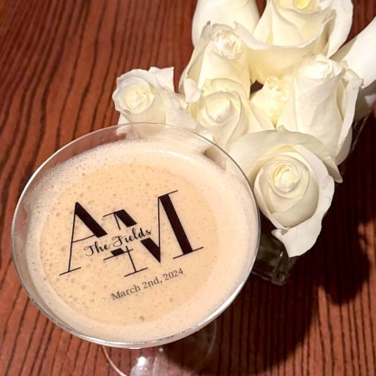 EDIBLE CLEAR circle wedding drink toppers custom edible drink topper
