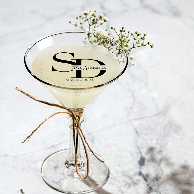 EDIBLE CLEAR circle wedding drink toppers custom edible drink topper