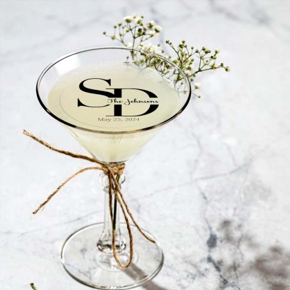 EDIBLE CLEAR circle wedding drink toppers custom edible drink topper