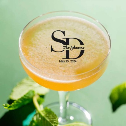 EDIBLE CLEAR circle wedding drink toppers custom edible drink topper