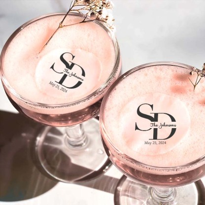 EDIBLE CLEAR circle wedding drink toppers custom edible drink topper