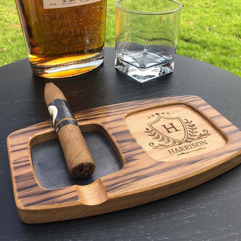 Toasted White Oak Whisky & Cigar Tray/ Groomsmen Gift