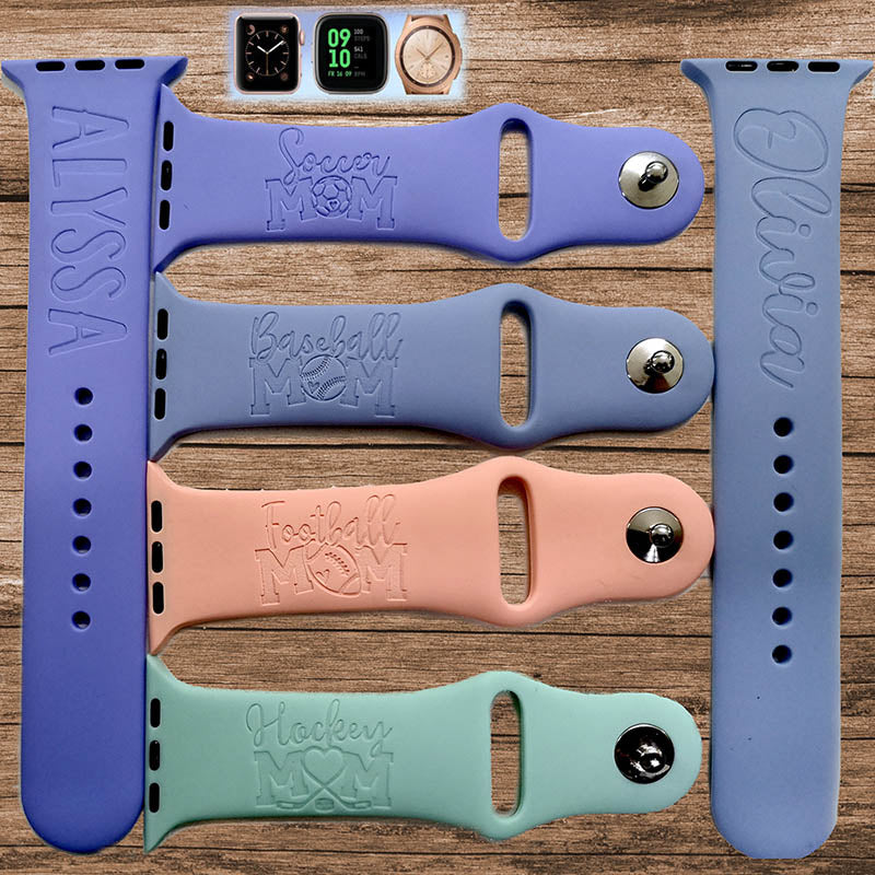 BALL MOM Engraved sport silicone Personalized Watch Band for Apple and Samsung