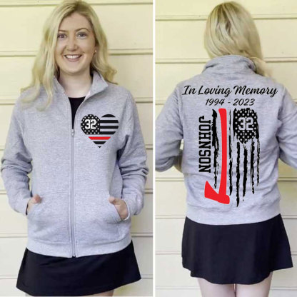 Personalized Firefighter Wife Memorial Zip Pullover Sweatshirt