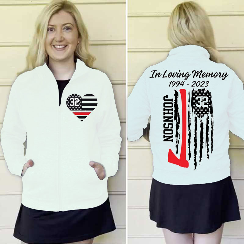 Personalized Firefighter Wife Memorial Zip Pullover Sweatshirt