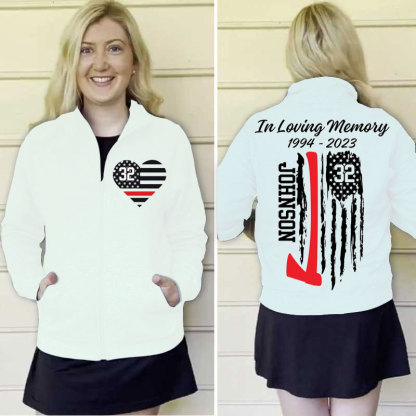 Personalized Firefighter Wife Memorial Zip Pullover Sweatshirt