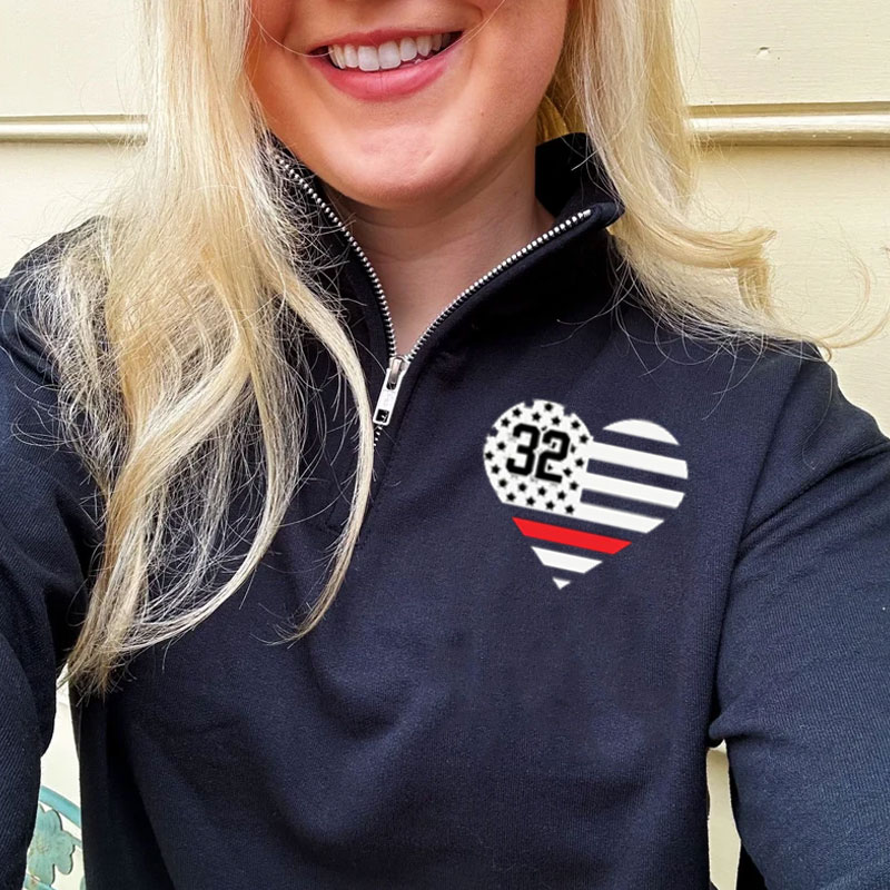 Personalized Firefighter Wife Memorial Zip Pullover Sweatshirt
