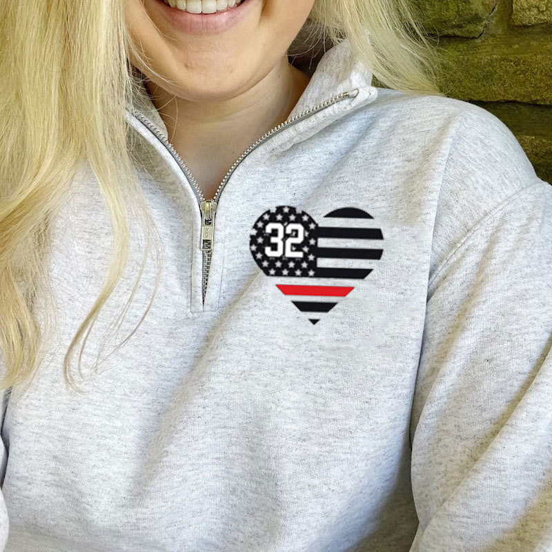 Personalized Firefighter Wife Memorial Zip Pullover Sweatshirt