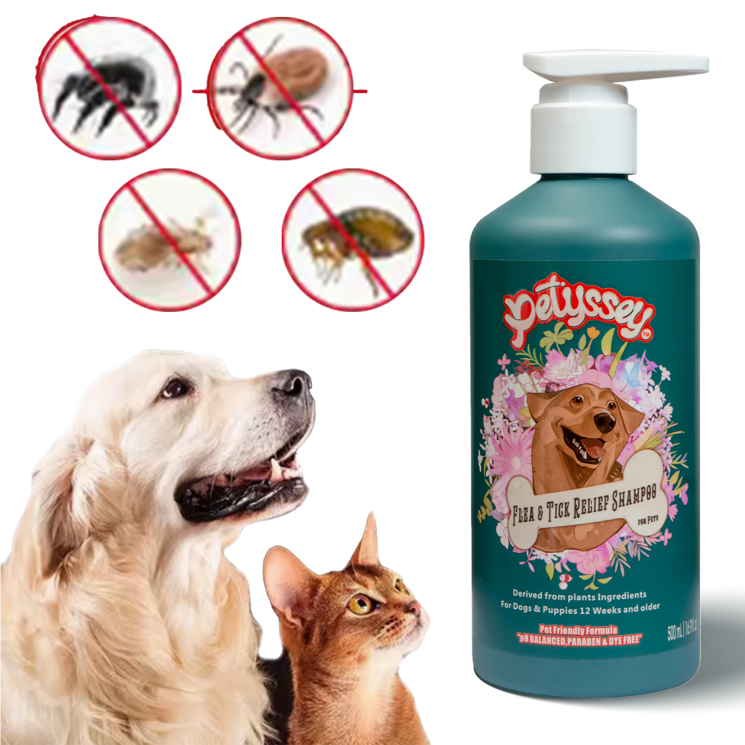 Pet Shampoo Wash Flea & Tick Relief Shampoo
